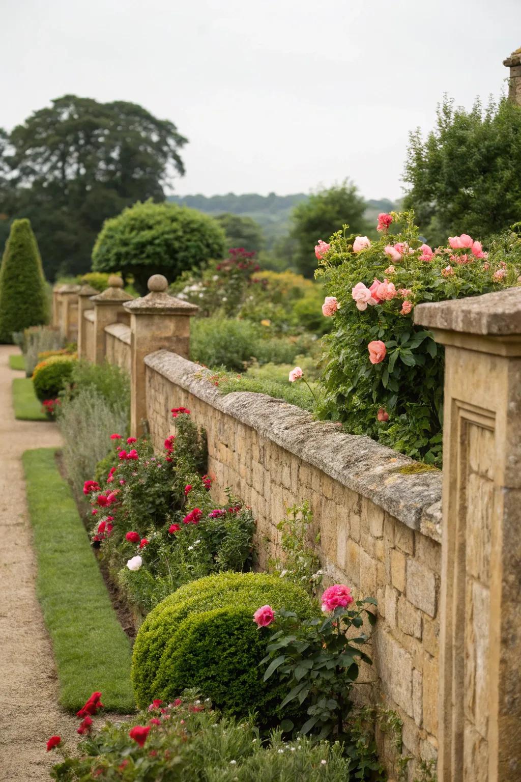 A timeless sandstone fence providing privacy and style.