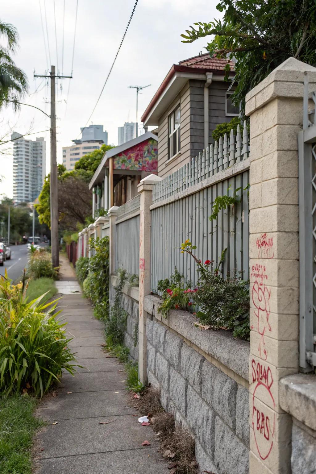 Concrete block fences offer robust security with versatile styling options.
