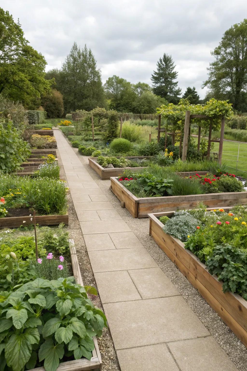 An inclusive garden design with accessibility features for all visitors.