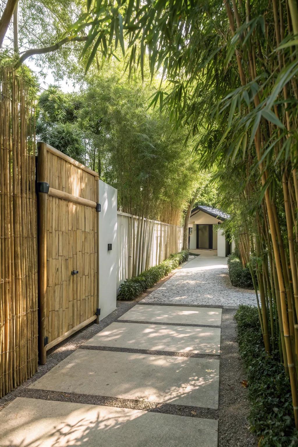 Bamboo screens bring privacy and a touch of zen.