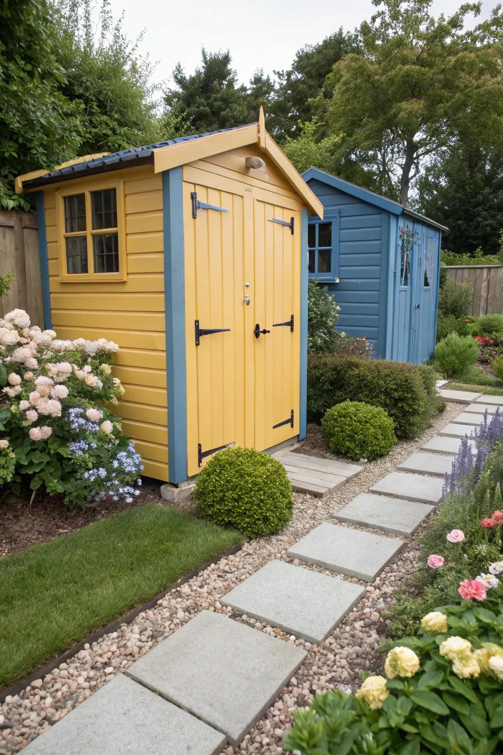 Two-tone sheds provide elegance and visual interest.