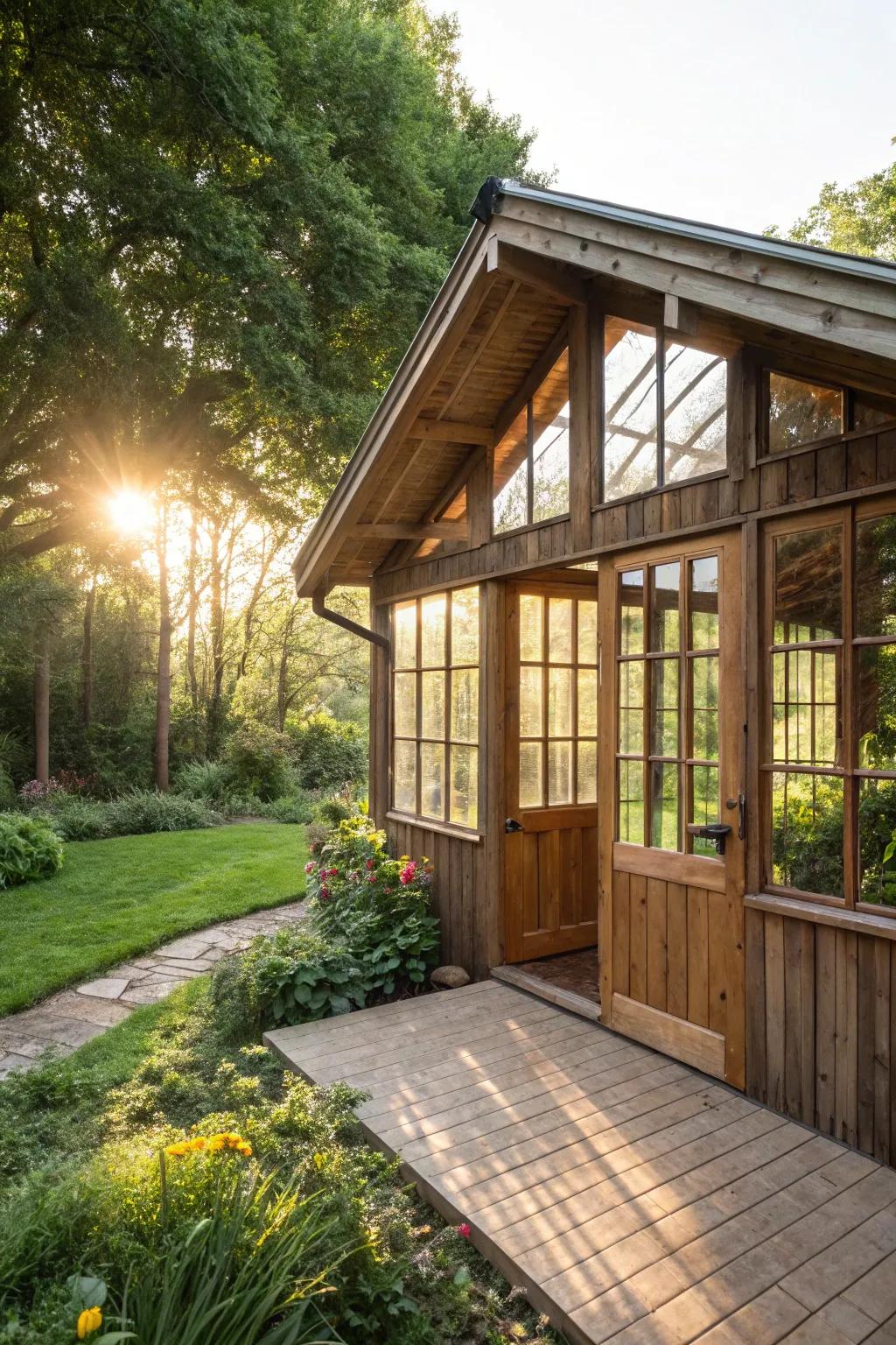 Bright and stylish clerestory roof, filling the shed with natural light.