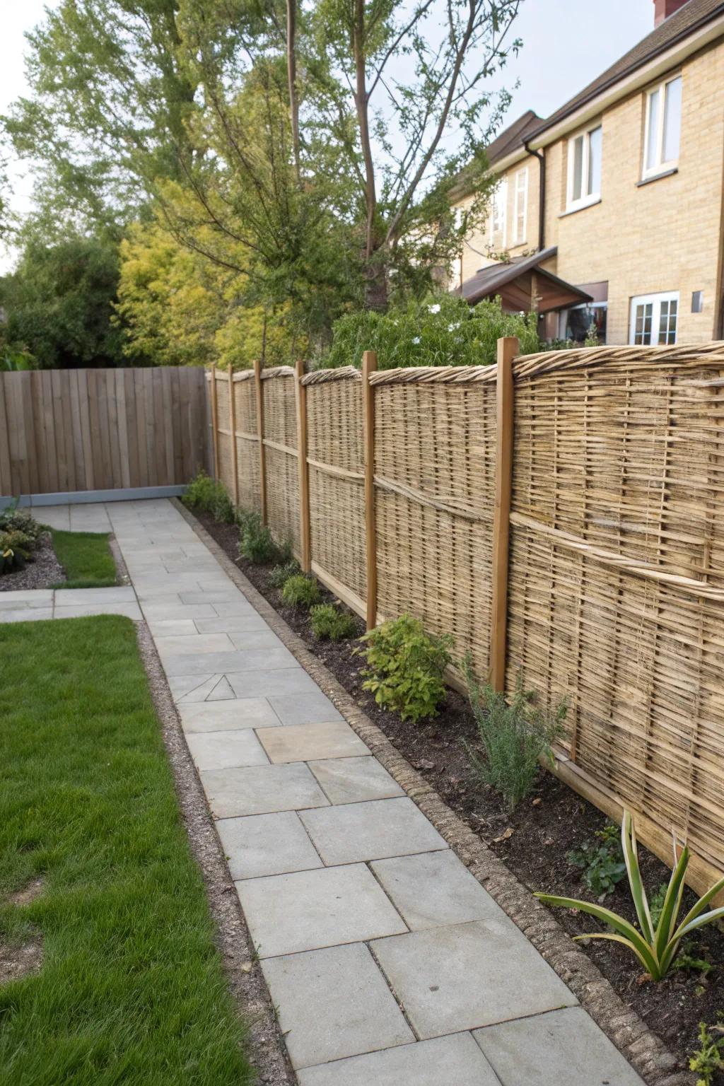 Woven willow fences add texture and whimsy to your garden.
