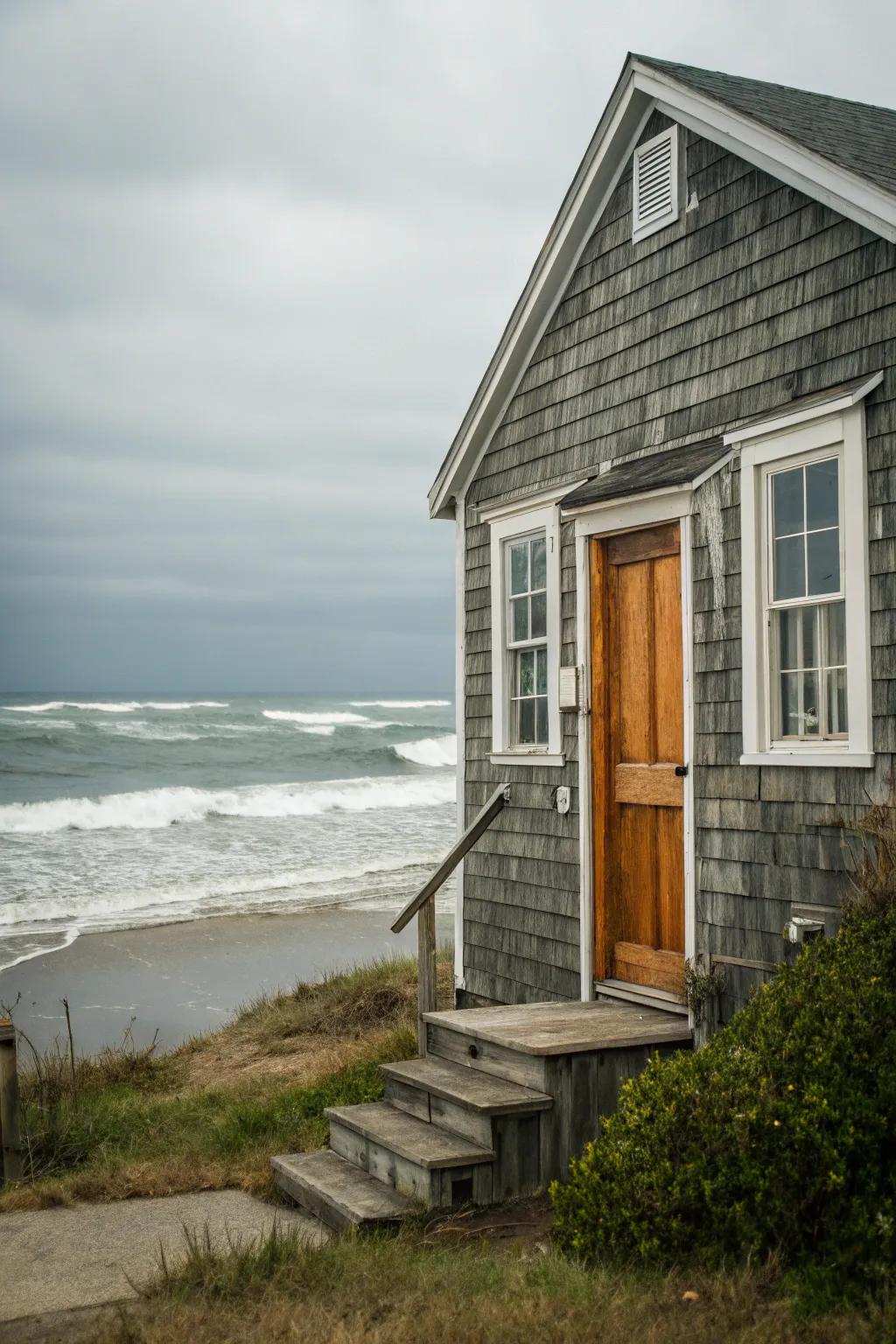 Fiber cement siding provides durability and style for this coastal home.