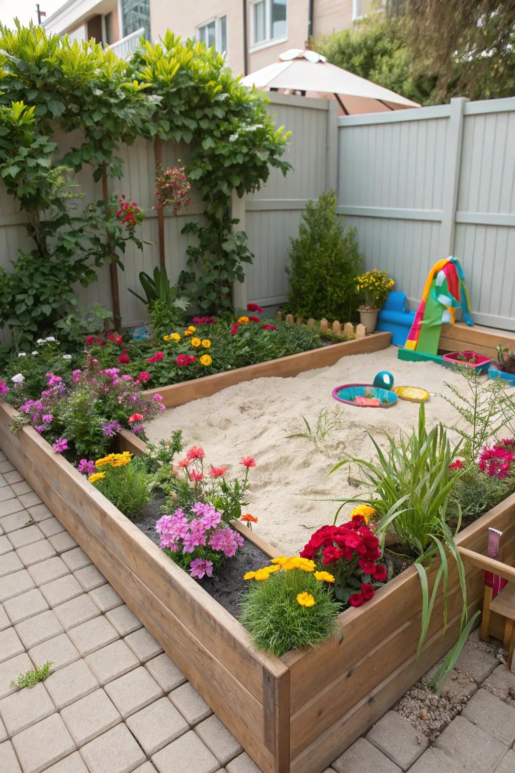 A playful garden corner designed for children's enjoyment.