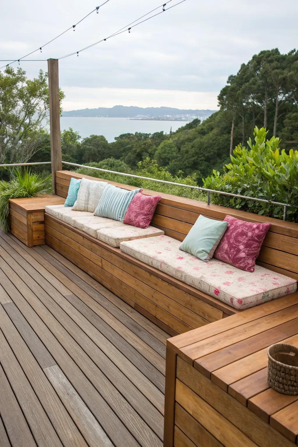 Built-in seating maximizes space and provides comfort.