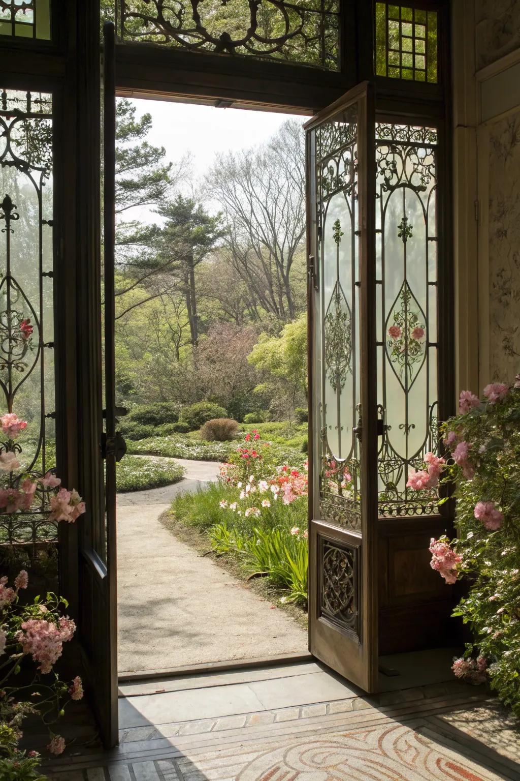 Vintage-style doors add charm and character.