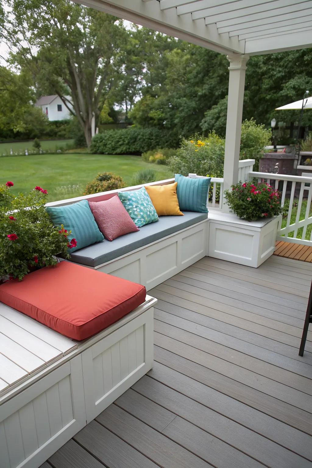 Functional storage keeps your deck organized and clutter-free.