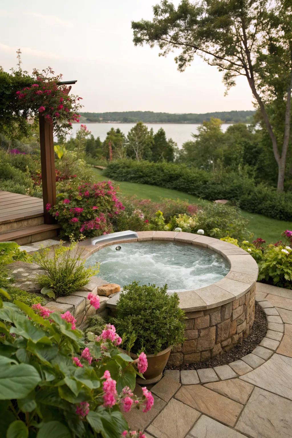 Natural stone cladding creates a seamless integration with the surrounding landscape.