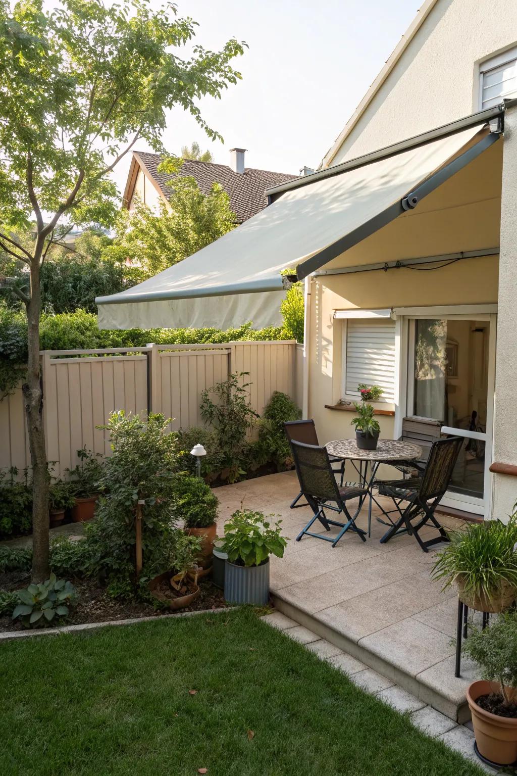 Sun shades provide adjustable privacy and comfort.