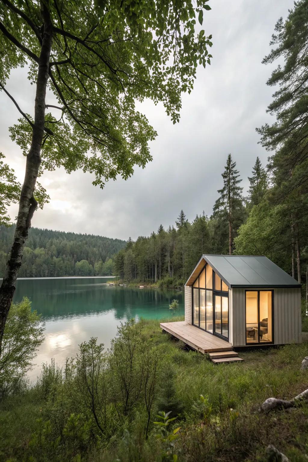 A sleek and simple cabin design that emphasizes elegance and tranquility.