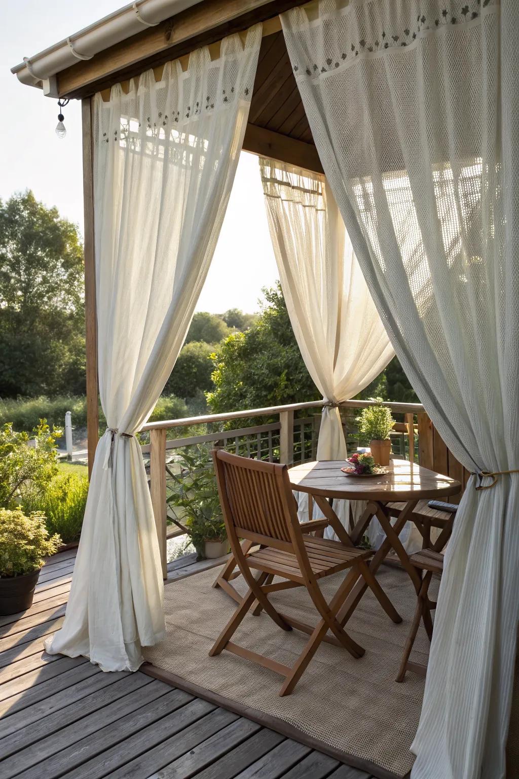 Outdoor curtains offer privacy and style to your deck.