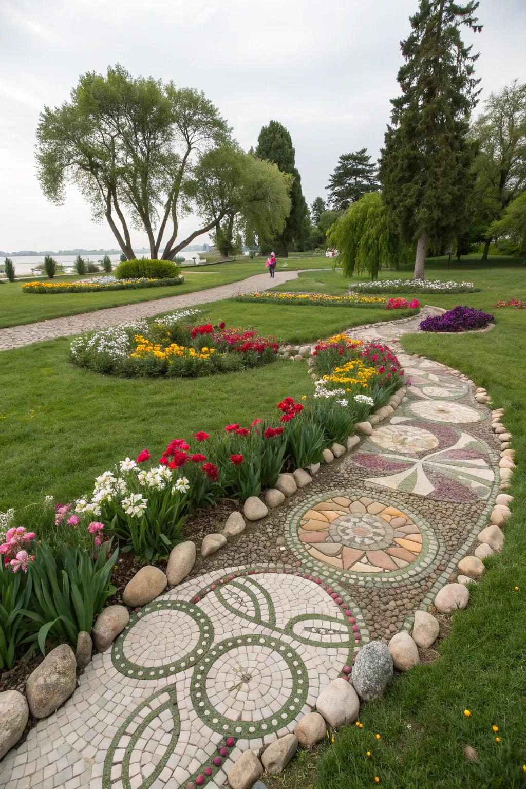 Pebble art adds a whimsical and personal touch to gardens.