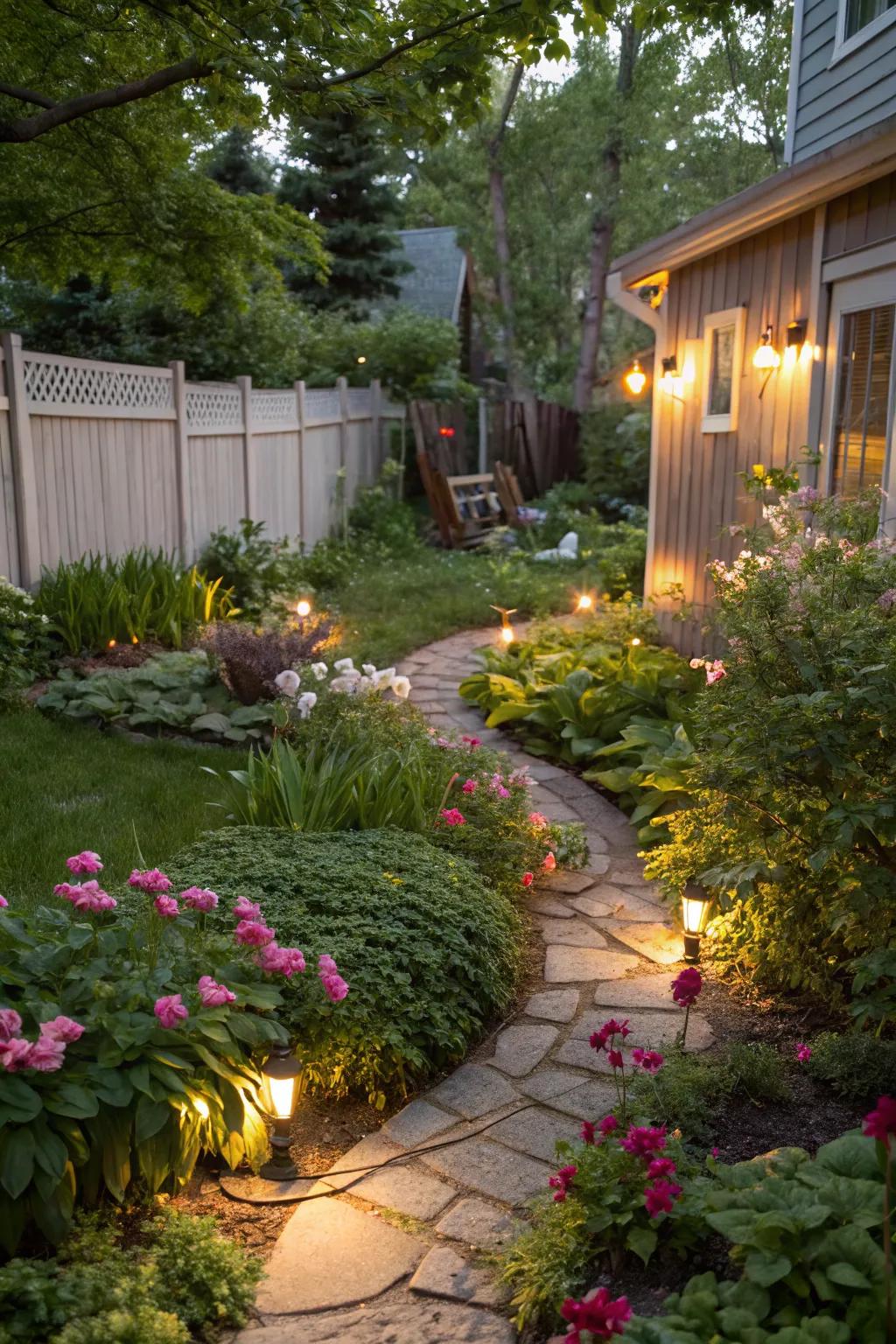Enhance your yard with creative lighting solutions.