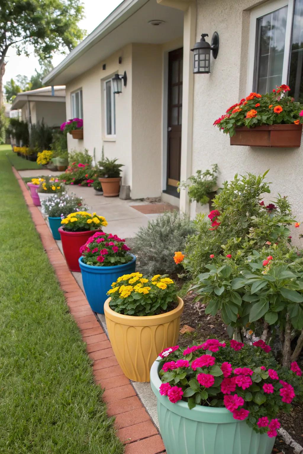 Containers offer endless possibilities for adding color.