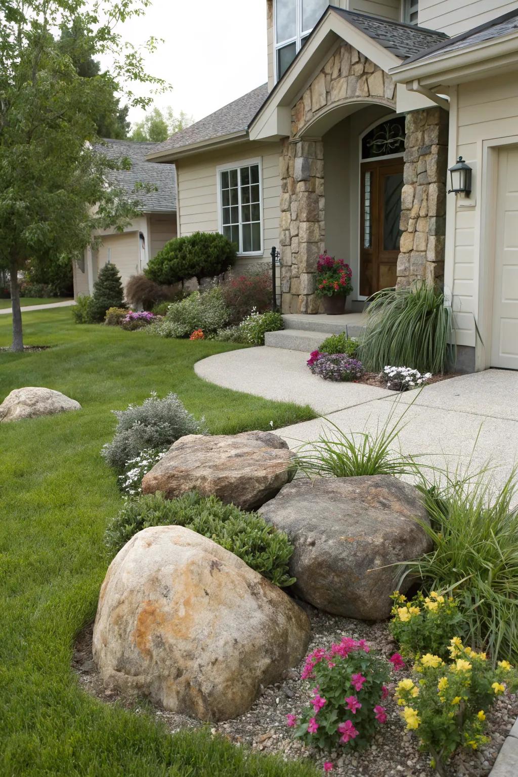 Boulders serve as striking focal points in your landscaping.