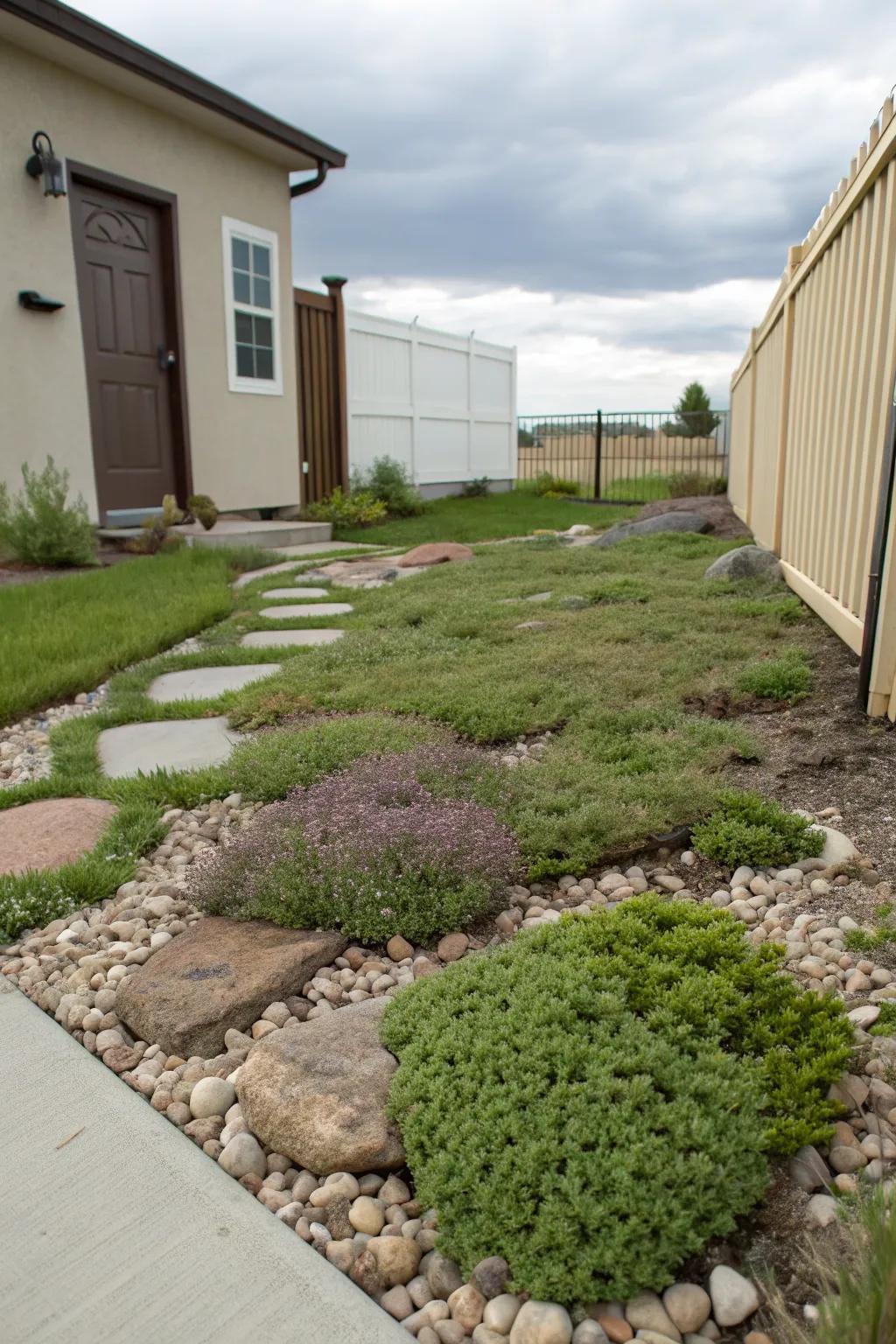Opt for lush and fragrant ground cover plants as a grass alternative.