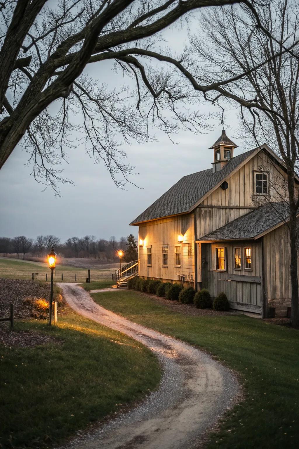 Rustic charm with barn-style lighting