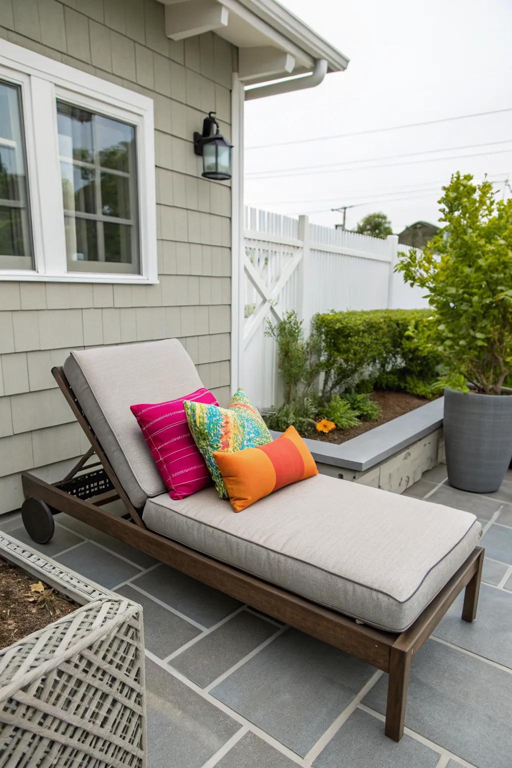 Outdoor pillows bring color and comfort to a patio.