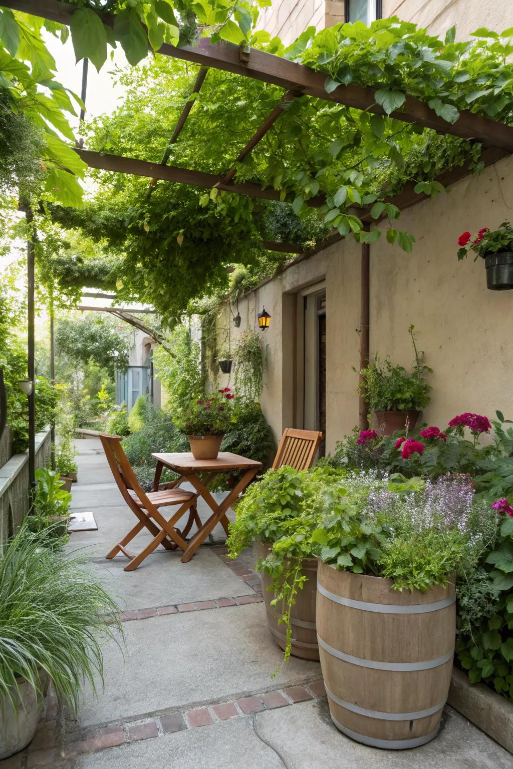 Recycled materials bring charm and sustainability to your patio.