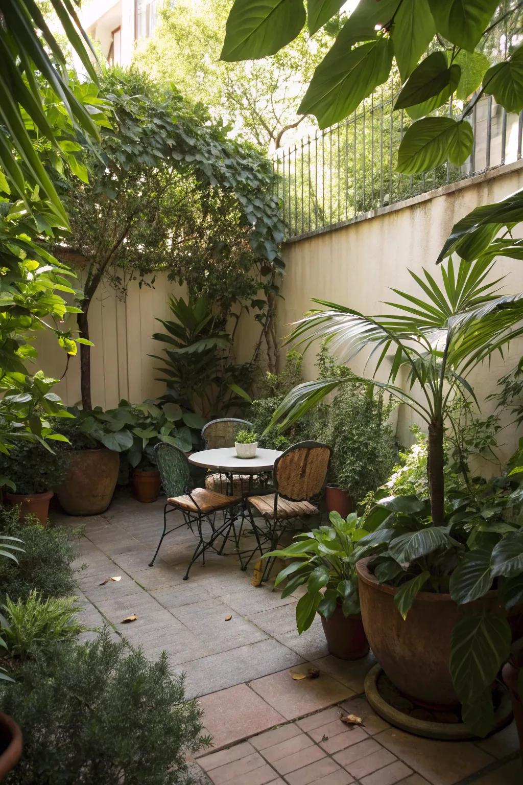 Potted plants offer natural shade and enhance your patio's ambiance.