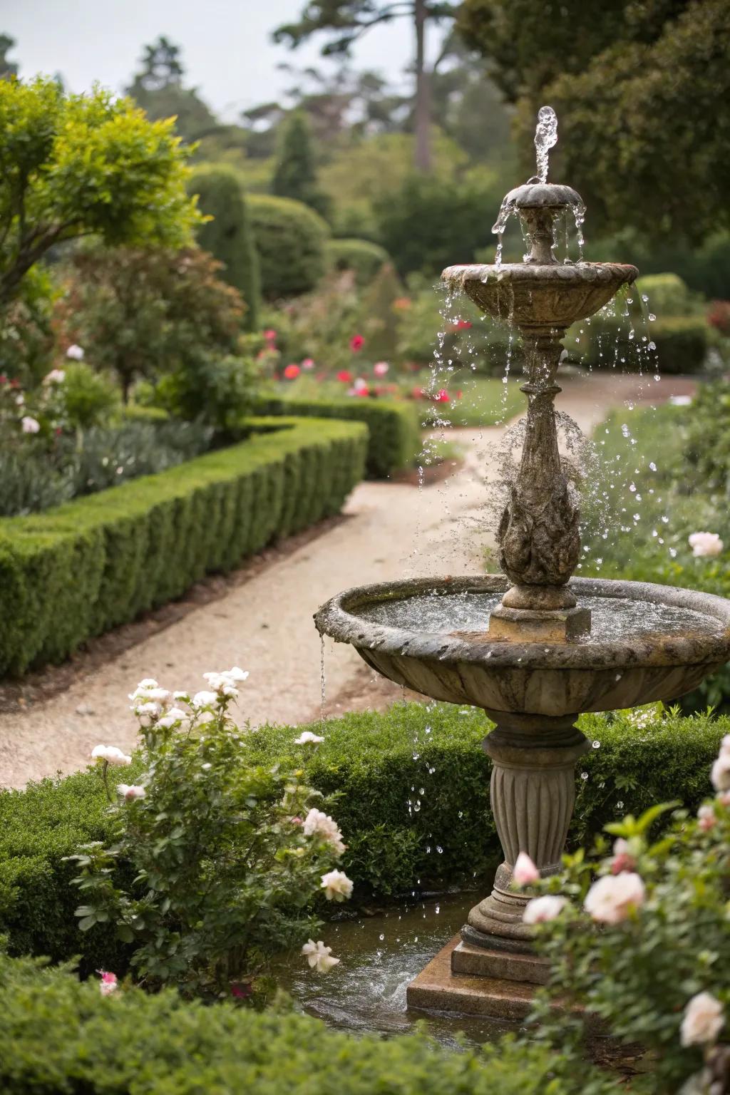 Miniature water features add a serene touch to compact gardens.