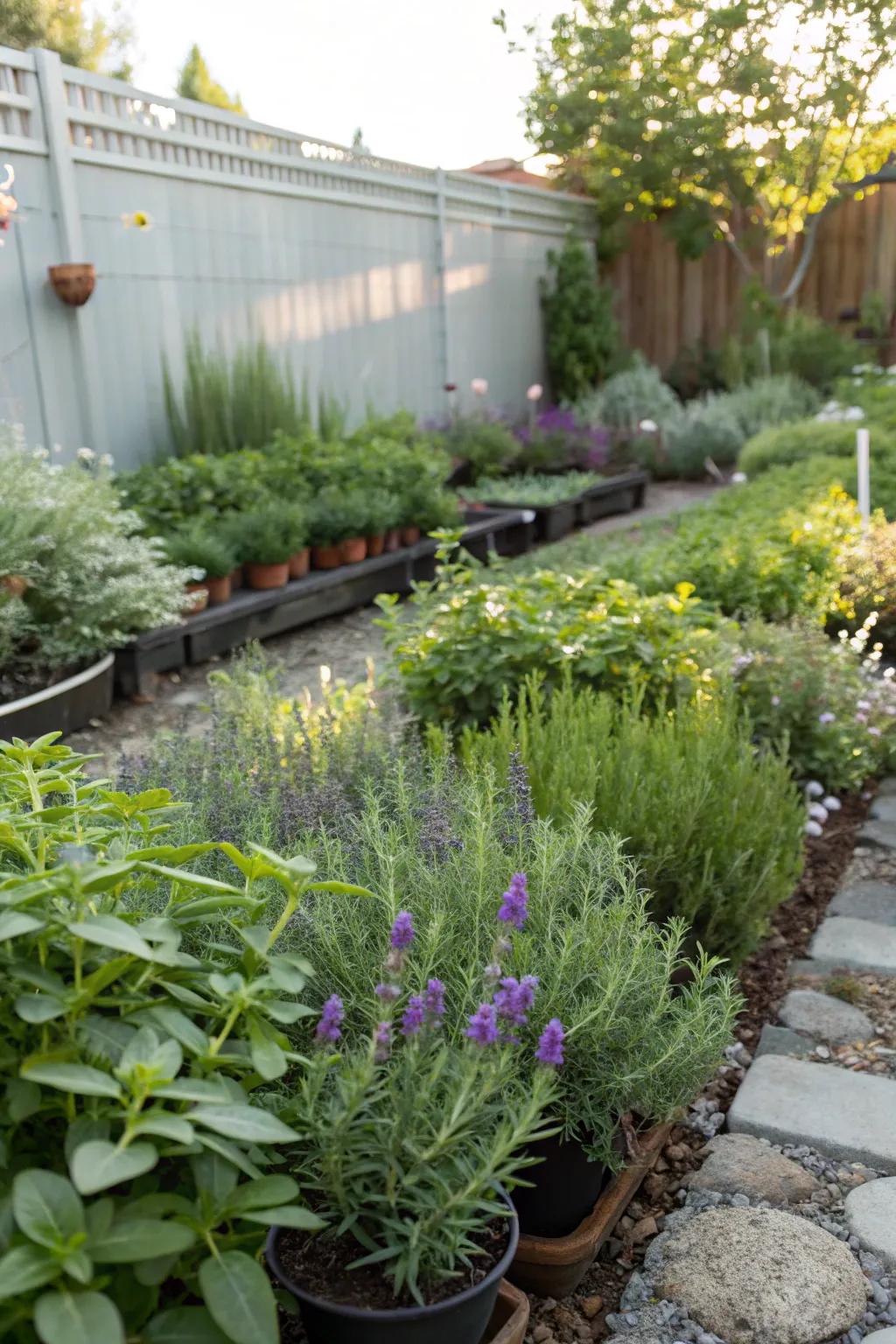 Herbs add fragrance and function to this garden.