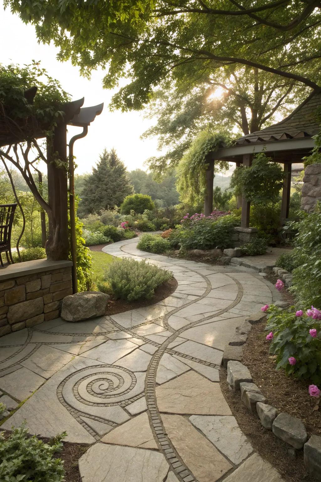 Artistic pathways create a sense of exploration and whimsy.
