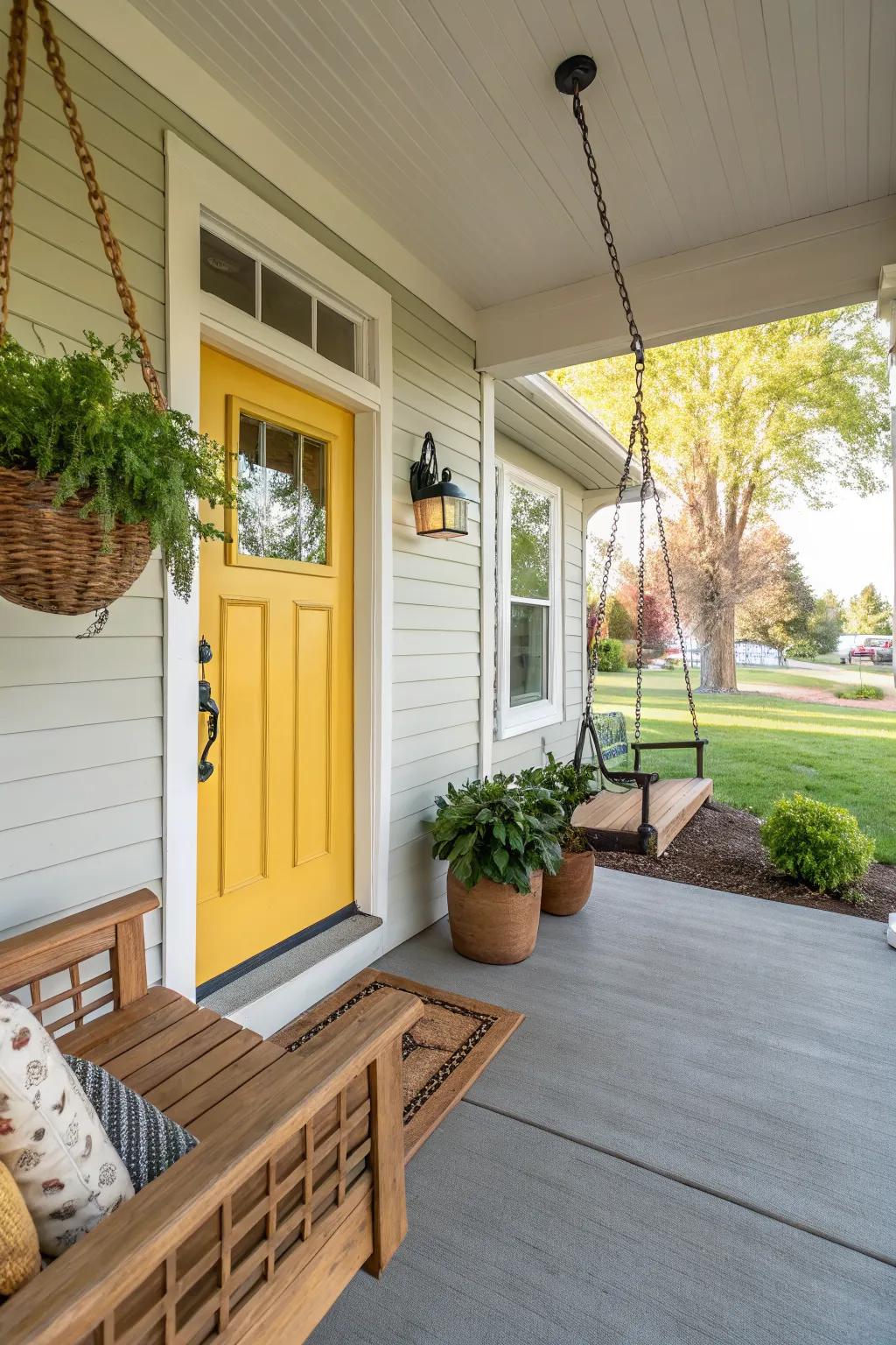 A bold door color sets the tone for your porch.