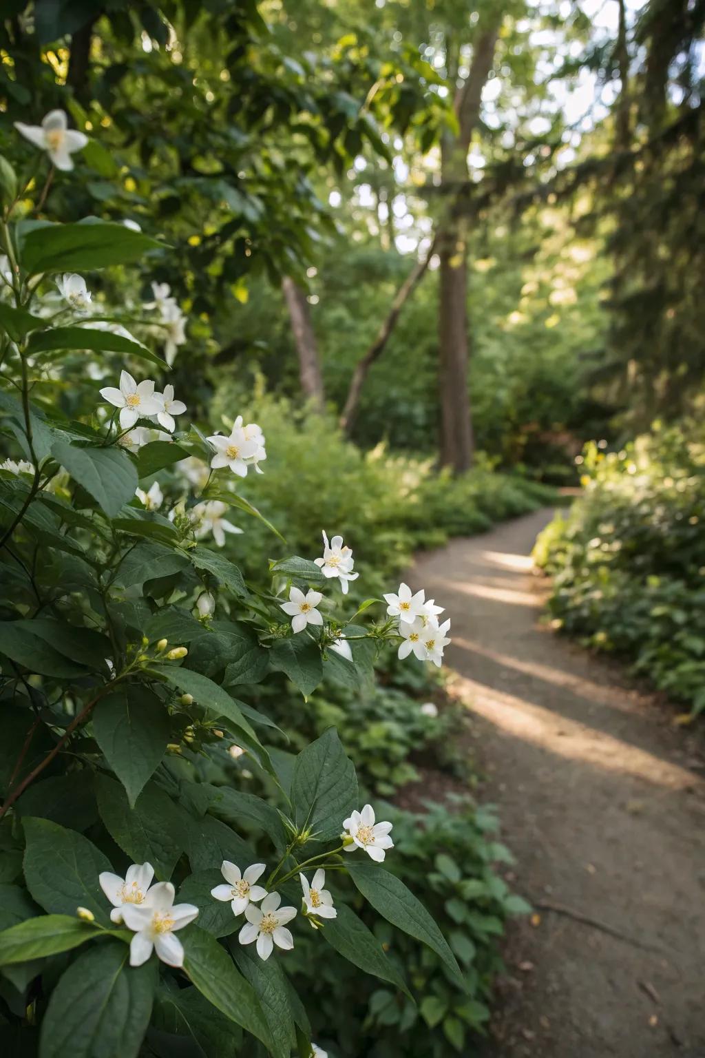 Fragrant flowers enhance the sensory experience in the garden.