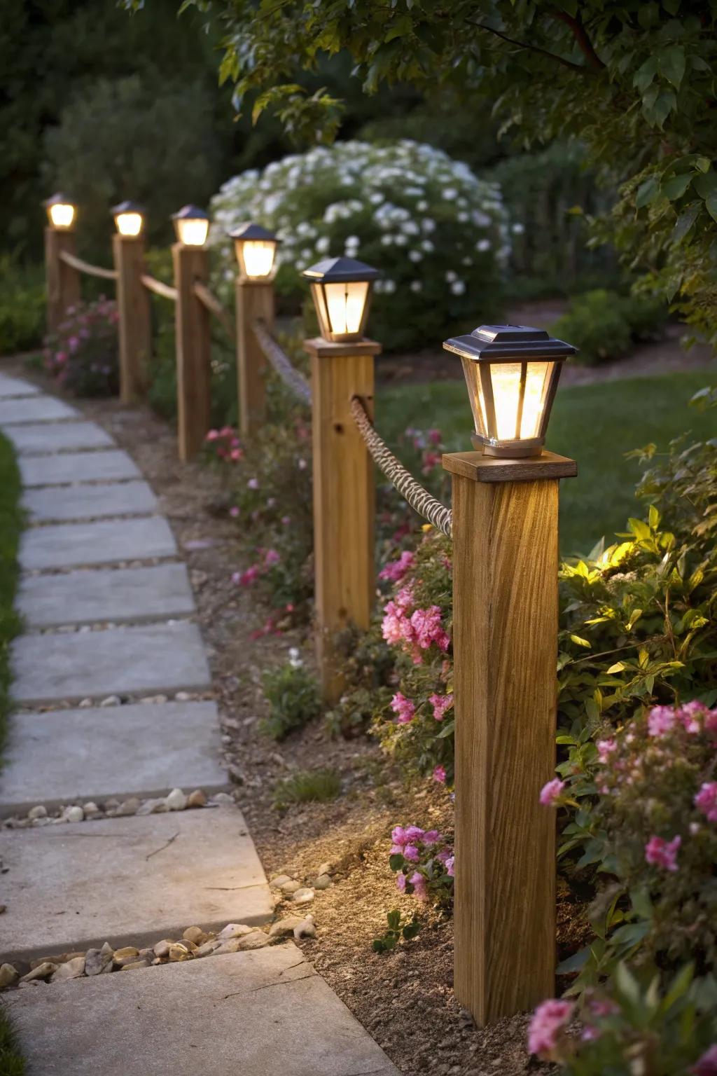 Add elegance to your fence with solar cap lights.
