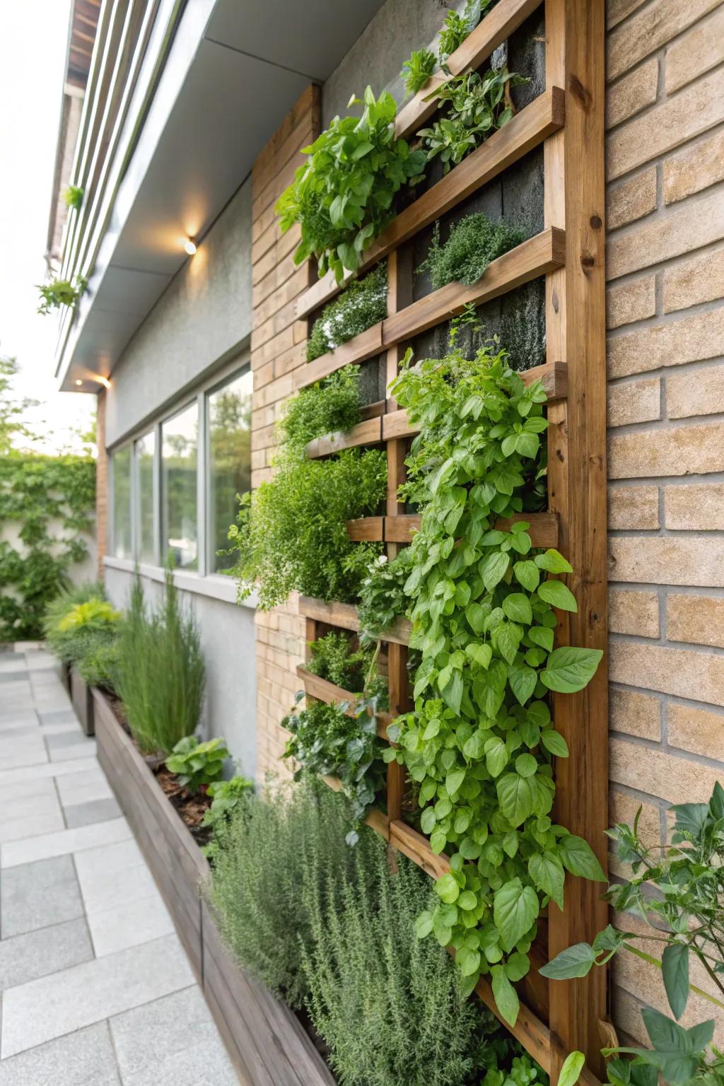 A stylish vertical garden that maximizes space and adds greenery.