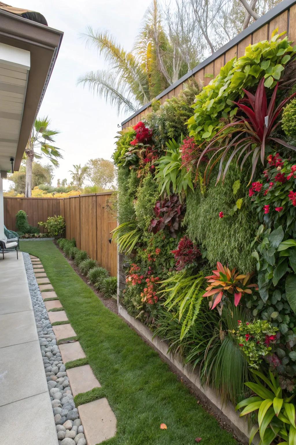 Vertical gardens offer a creative use of space and greenery.