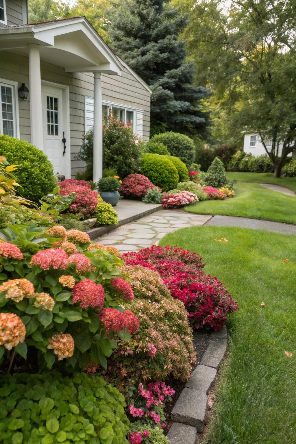 Seasonal planting keeping a Southern front yard vibrant all year.
