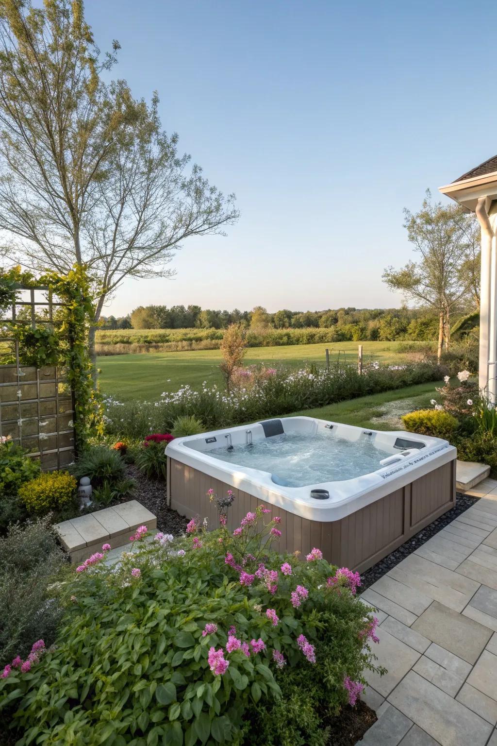 A built-in hot tub offers a sleek, seamless design.