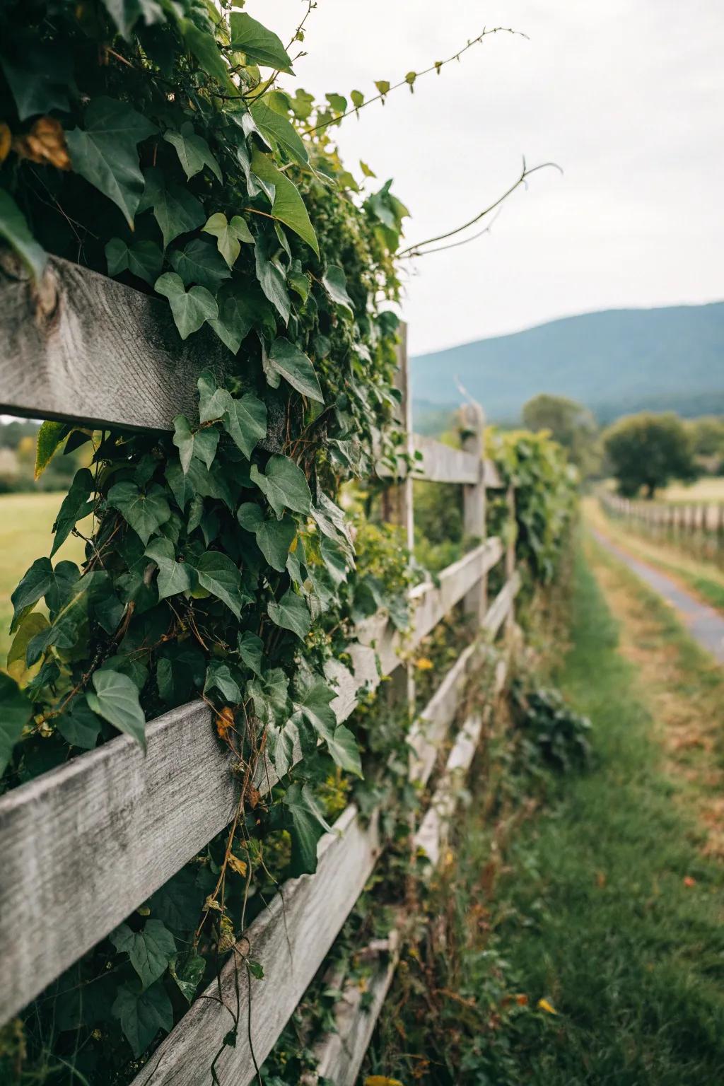 A vertical garden fence combines greenery with structure.