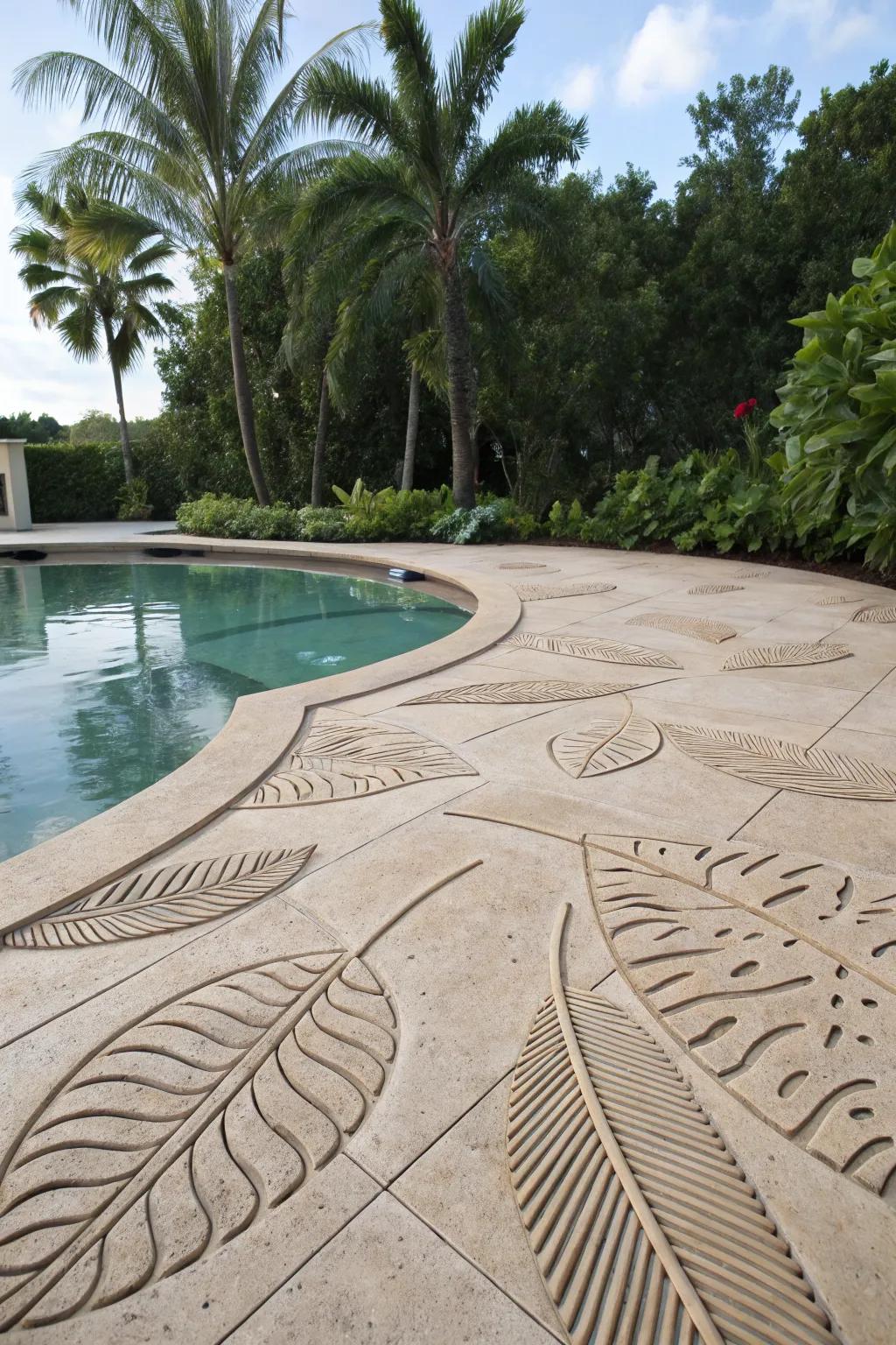 Nature-inspired stamped concrete patterns for an organic feel.