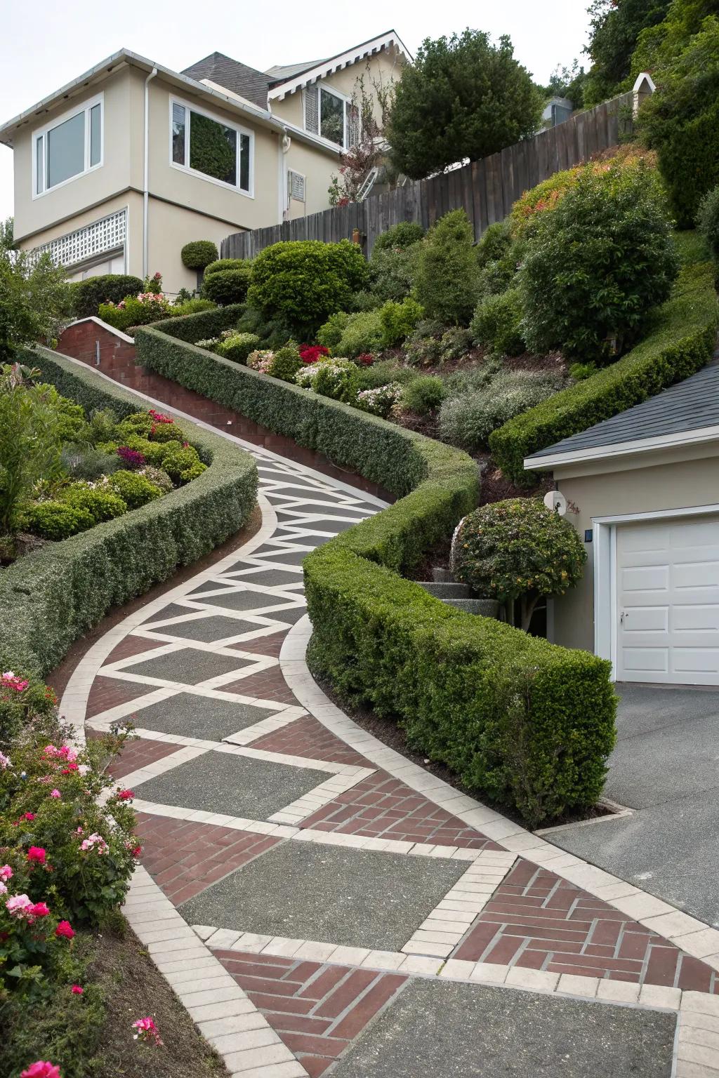 Zigzag paths offer easier navigation on steep slopes.