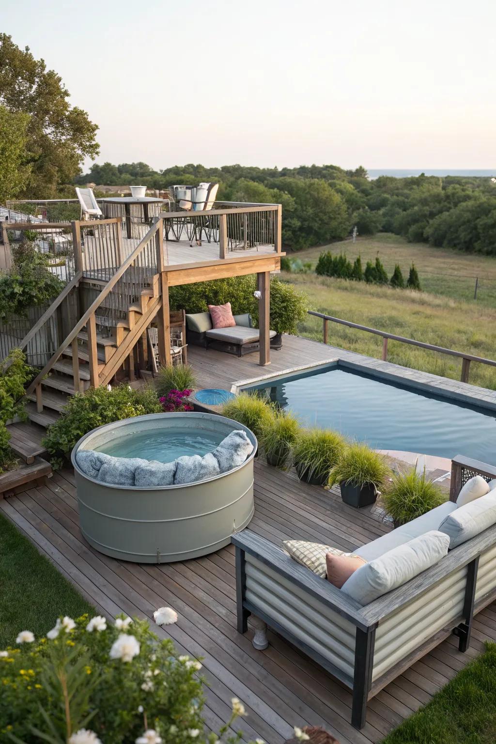 Create distinct zones with a multi-level deck design.