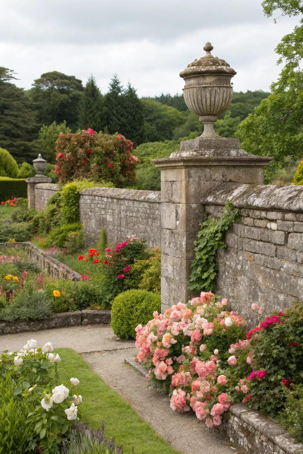 A stone wall can be the stunning focal point of your garden.