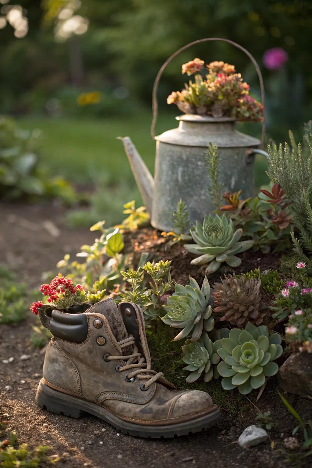 Unexpected planters bring whimsy to succulent gardens