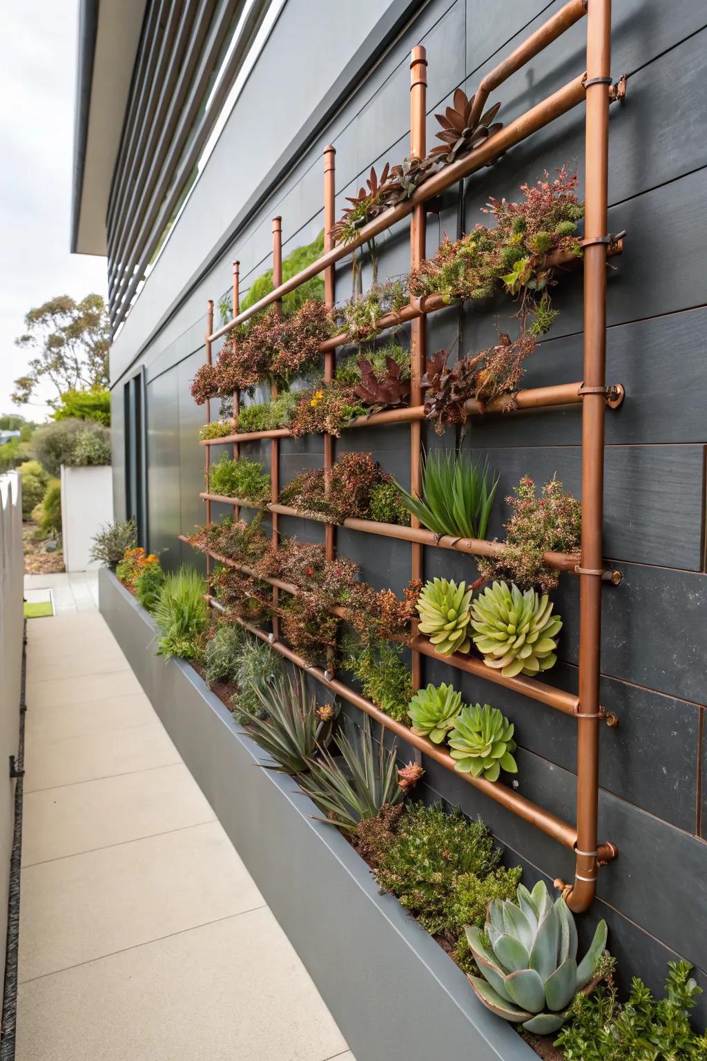 Industrial pipe planters for a modern garden look