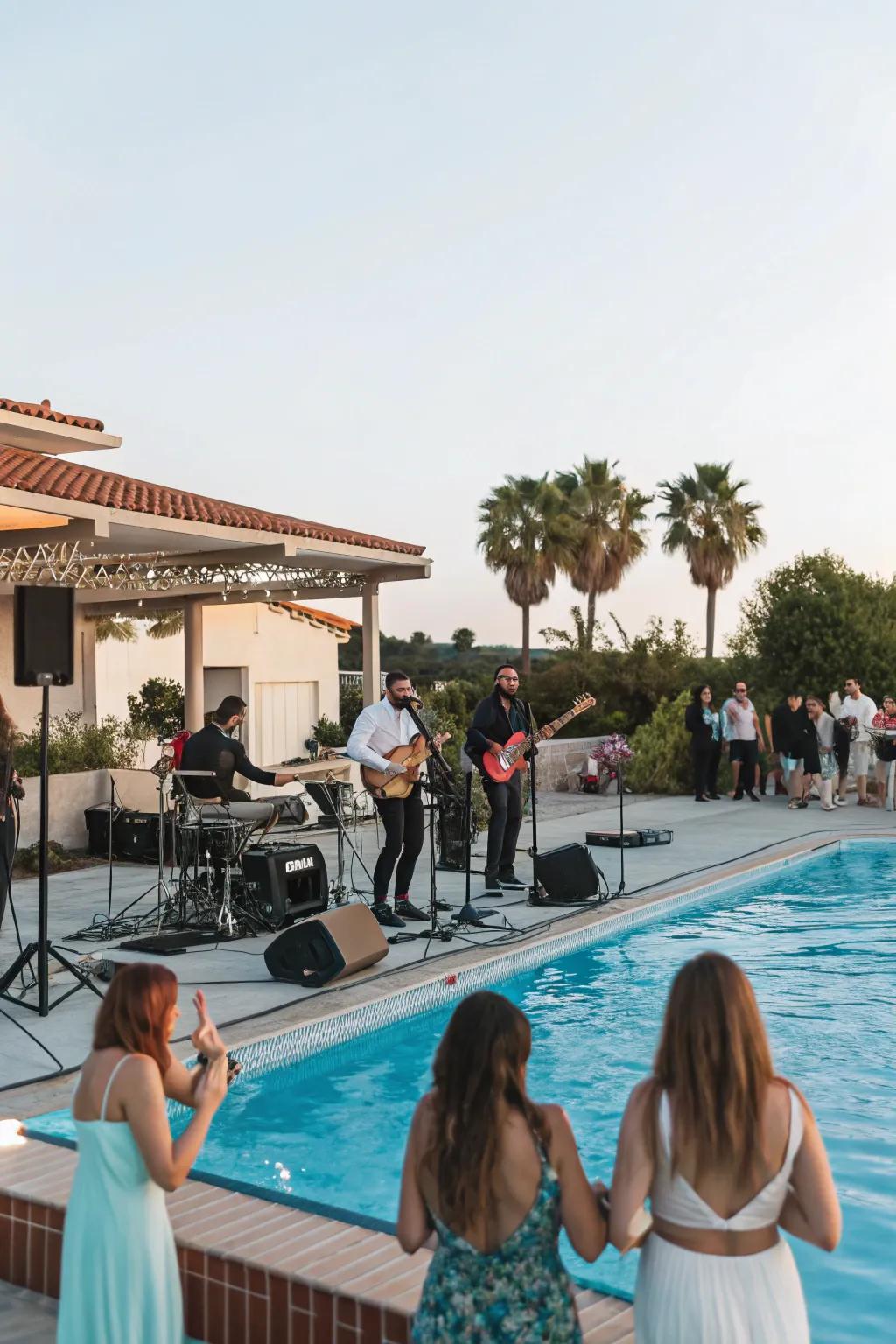 Live music adds rhythm and excitement to your pool party.