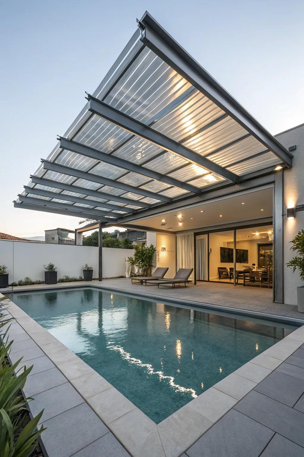 Stainless steel roofs provide durability and sleekness.