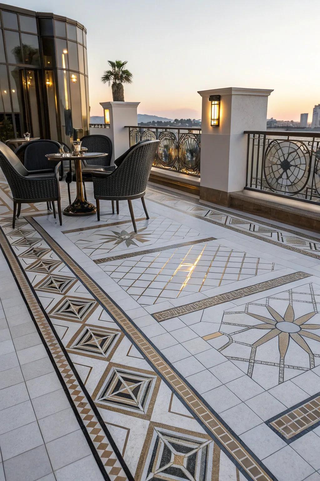 Add retro glamour with Art Deco inspired tiles.