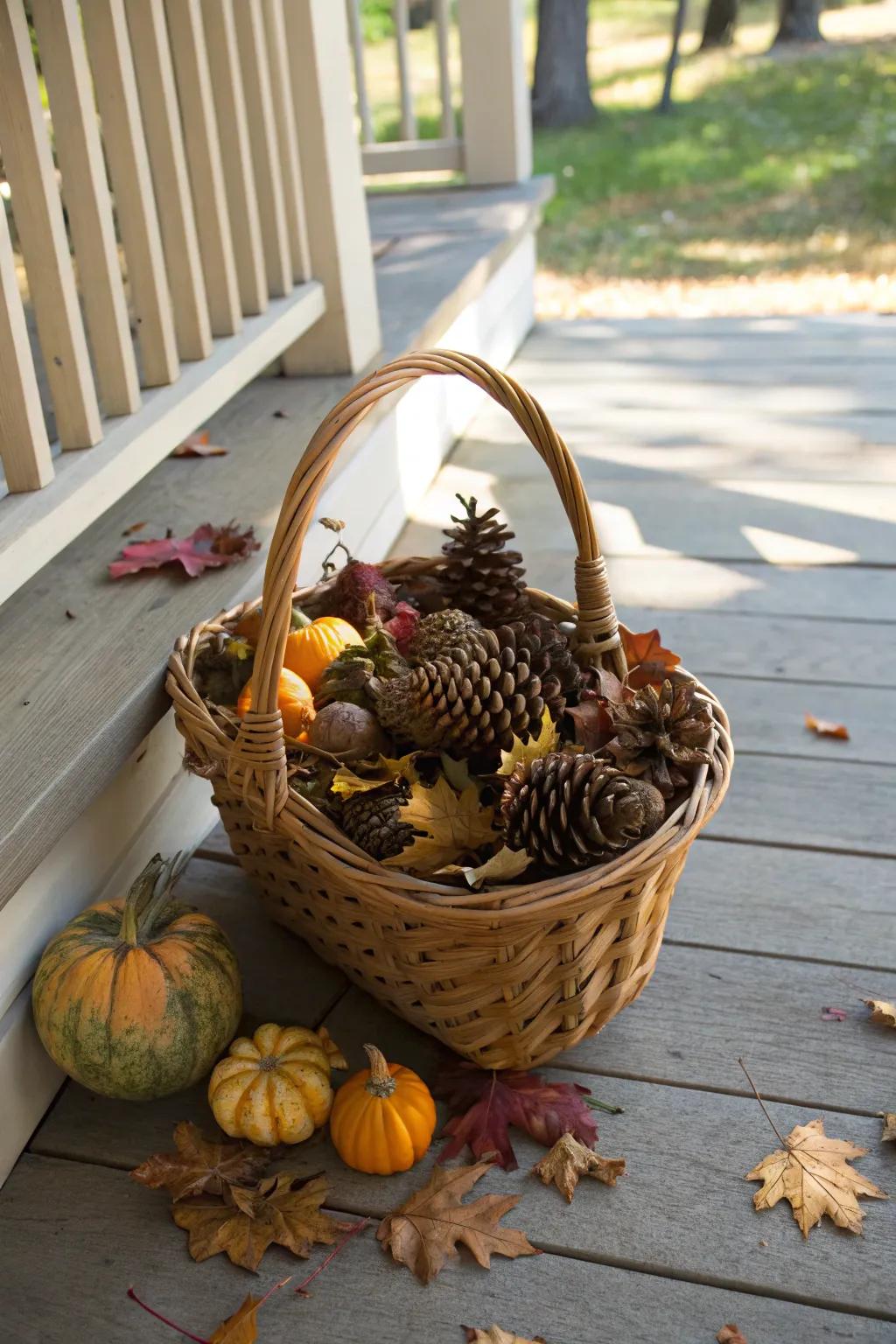 A basket of nature's bounty adds a rustic feel.