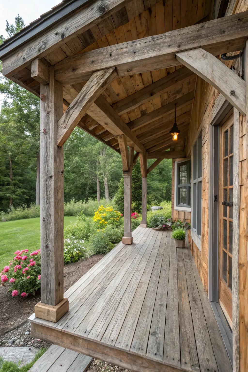 Reclaimed wood adds unique character and sustainability.