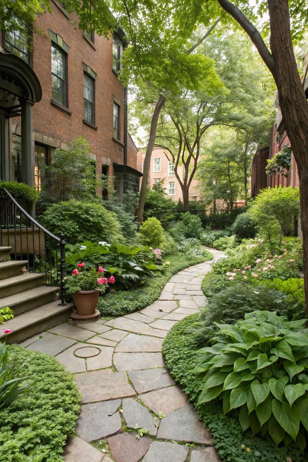 Winding walkways invite exploration and add character to your space.