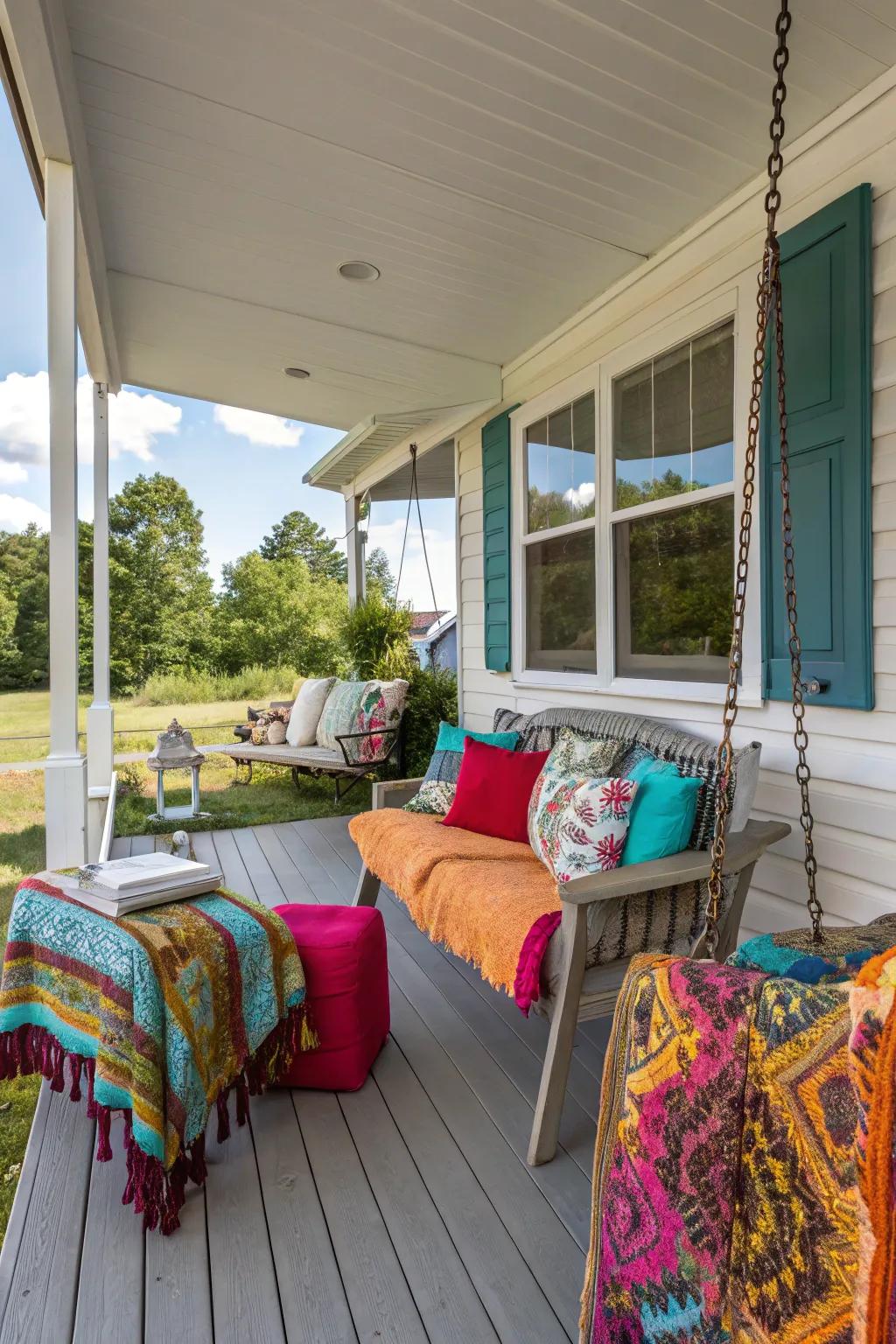 Add a pop of color with cushions.