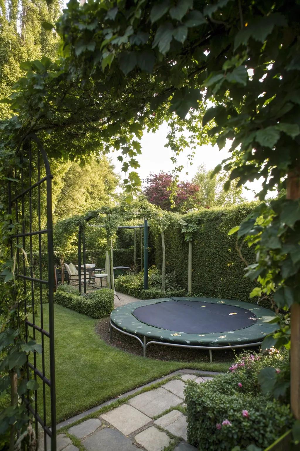 Discover tranquility with a trampoline hideaway.